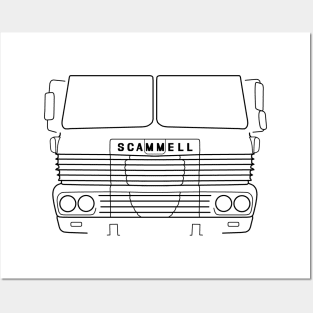 Classic 1970s Scammell Routeman lorry black outline Posters and Art